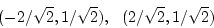 \begin{displaymath}
(-2/\sqrt{2}, 1/\sqrt{2}),  (2/\sqrt{2}, 1/\sqrt{2})
\end{displaymath}
