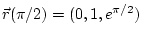 $\vec r(\pi/2) = (0,1,e^{\pi/2})$
