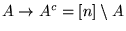 $A \to A^c = [n] \setminus A$