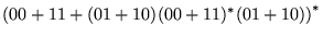 $\left( 00 + 11 + (01+10)(00+11)^*(01+10)\right)^*$