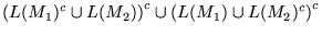 $\displaystyle \left(L(M_1)^c \cup L(M_2)\right)^c \cup \left(L(M_1) \cup L(M_2)^c\right)^c
$