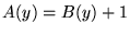 $ A(y) = B(y)+1$