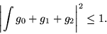 \begin{displaymath}
{\left\vert{\int g_0+g_1+g_2}\right\vert}^2 \le 1.
\end{displaymath}