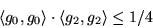 \begin{displaymath}
{\langle g_0, g_0 \rangle} \cdot {\langle g_2, g_2 \rangle} \le 1/4
\end{displaymath}