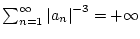 $\sum_{n=1}^\infty {\left\vert{a_n}\right\vert}^{-3} = +\infty$