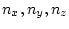 $n_x, n_y, n_z$